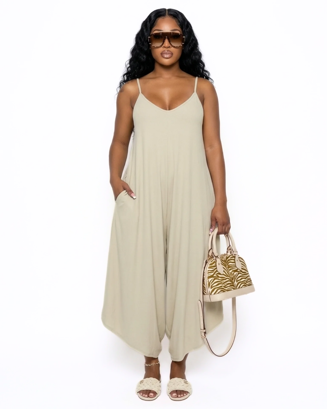 Vacay Mode On Light Khaki Jumpsuit