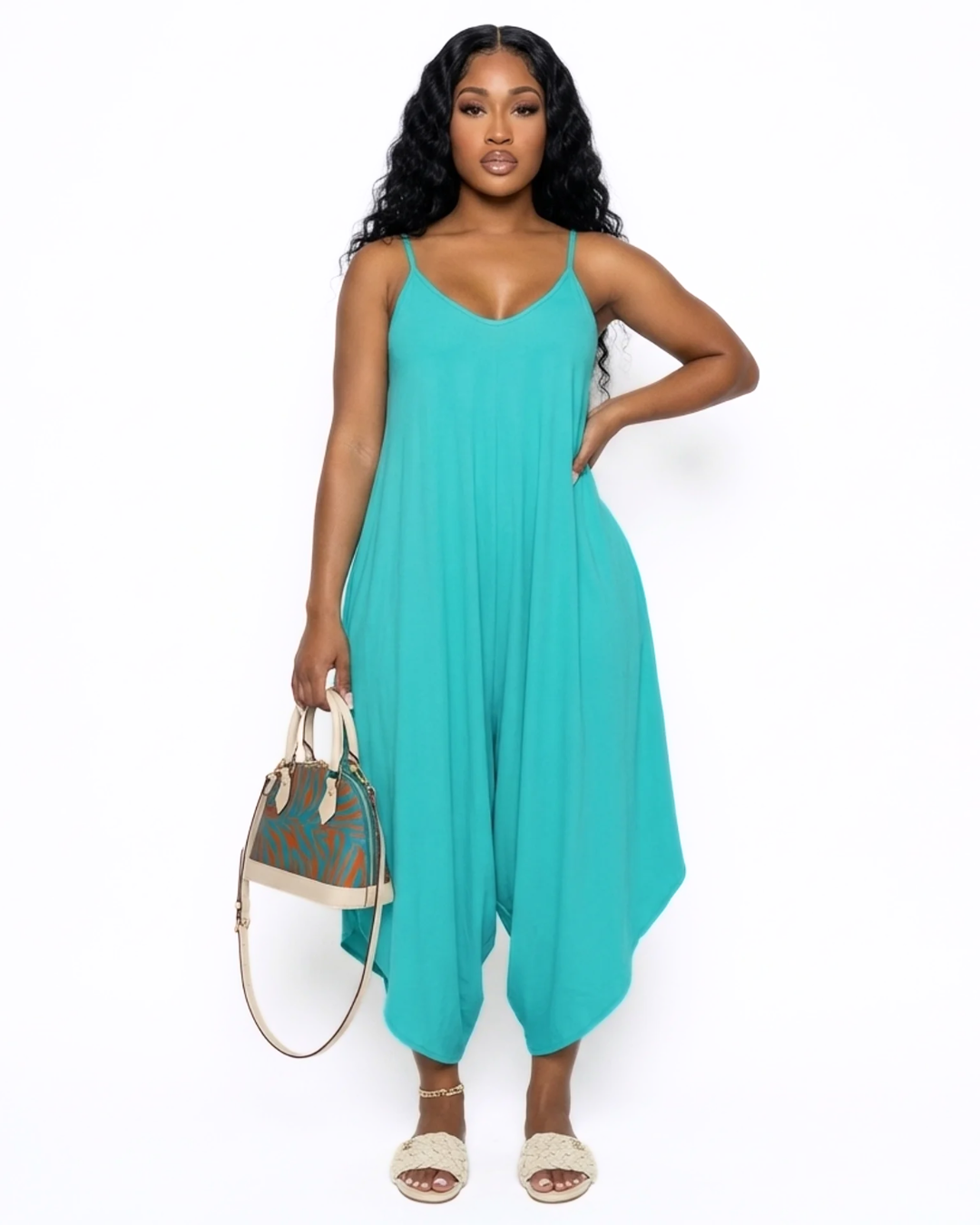 Vacay Mode On Tuquoise Jumpsuit