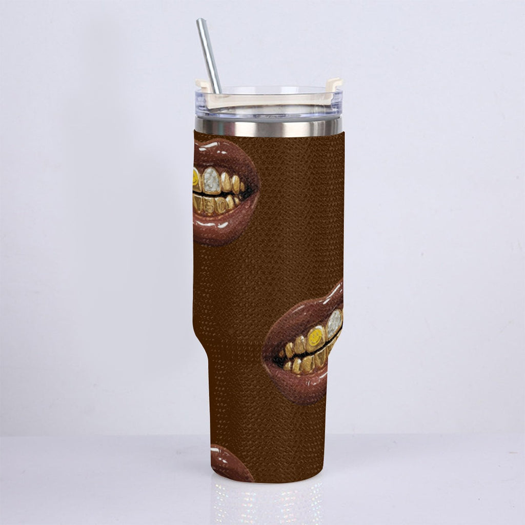 On the Go Rich Brown Grill Bling Stainless Steel Cup