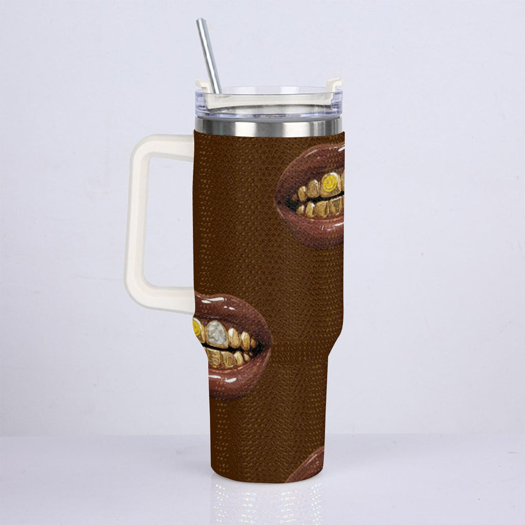 On the Go Rich Brown Grill Bling Stainless Steel Cup