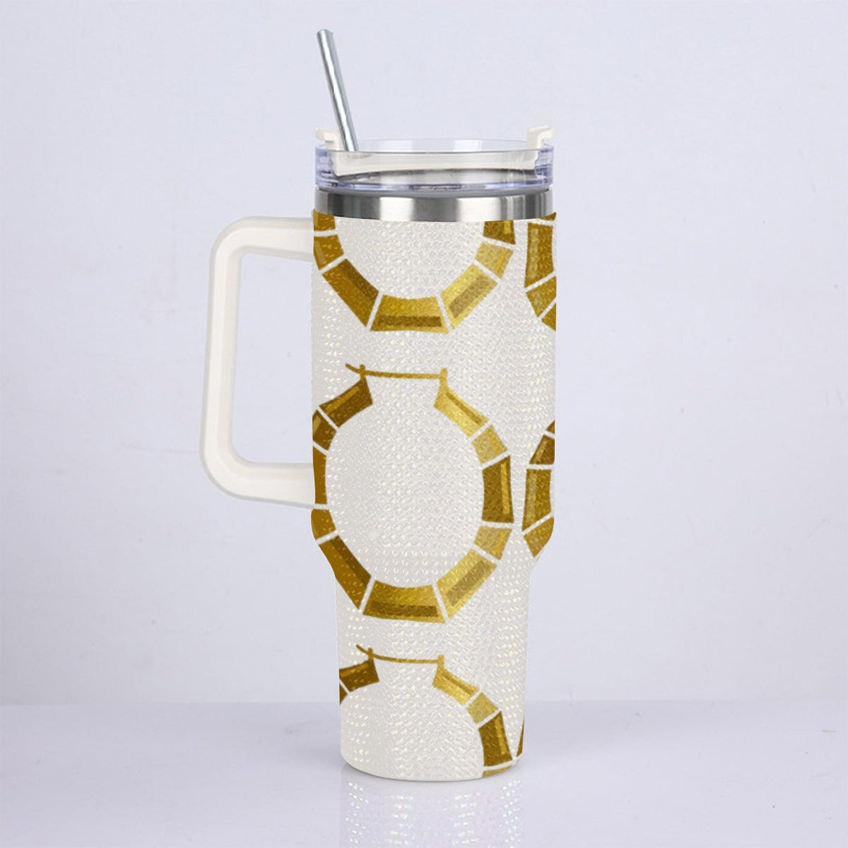 On the Go Beige Bamboo Earrings Bling Stainless Steel Cup