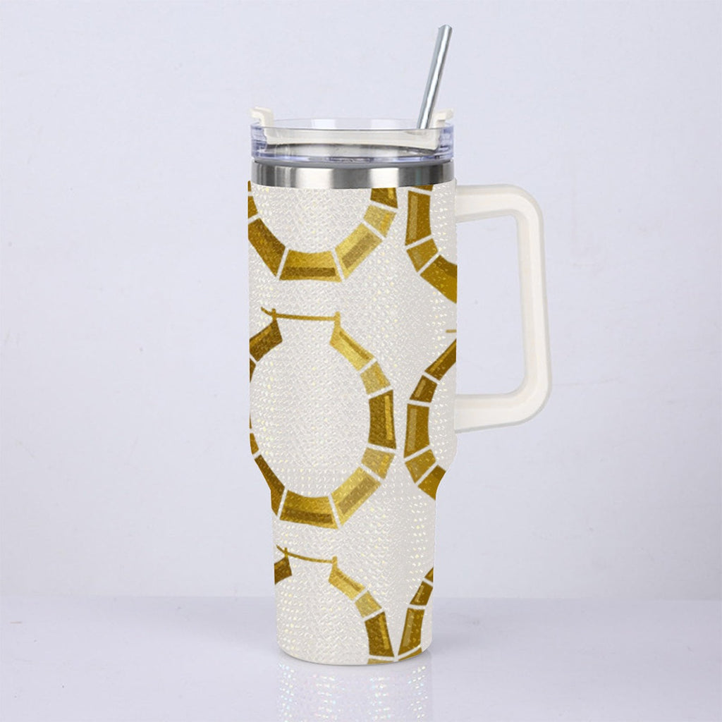 On the Go Beige Bamboo Earrings Bling Stainless Steel Cup