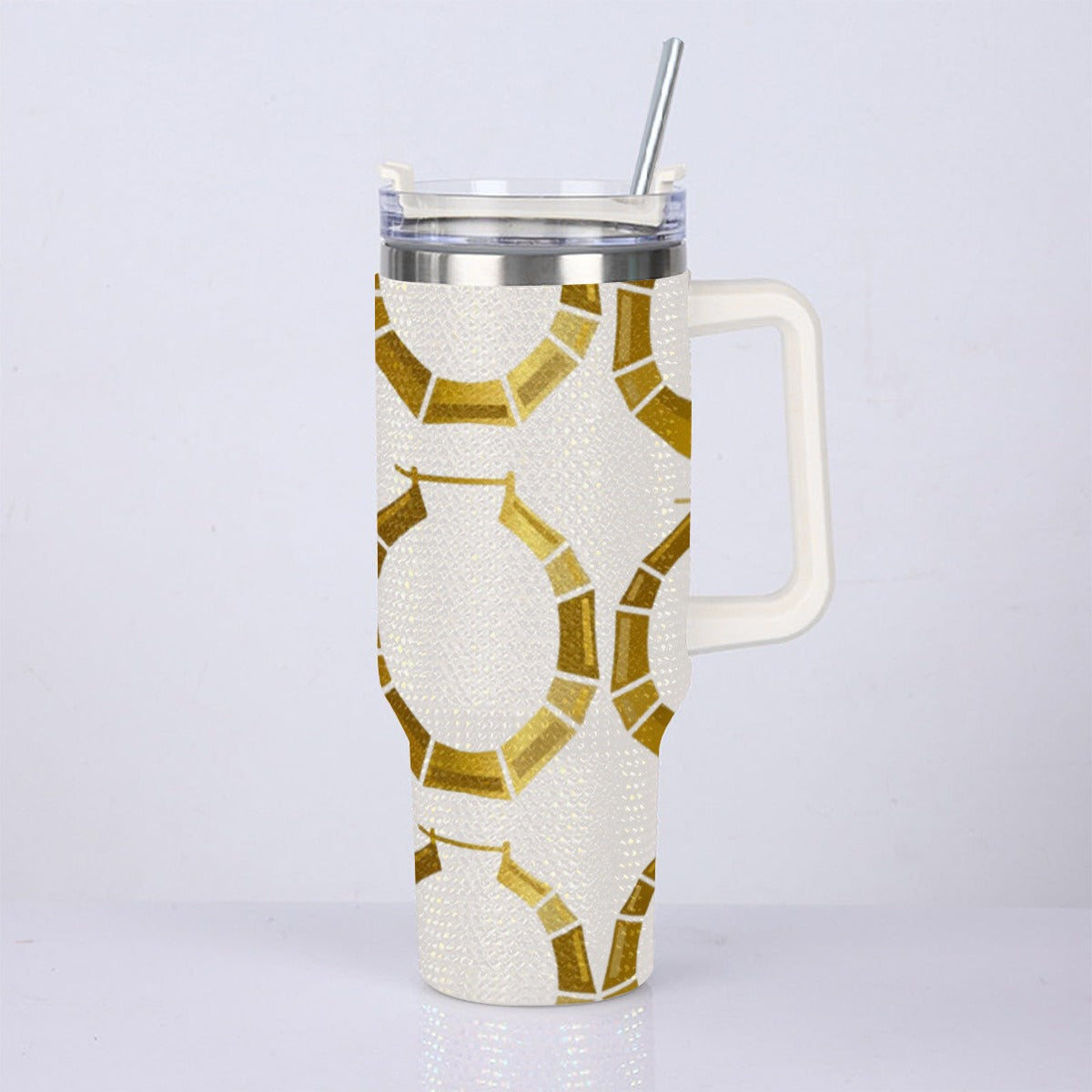 On the Go Beige Bamboo Earrings Bling Stainless Steel Cup