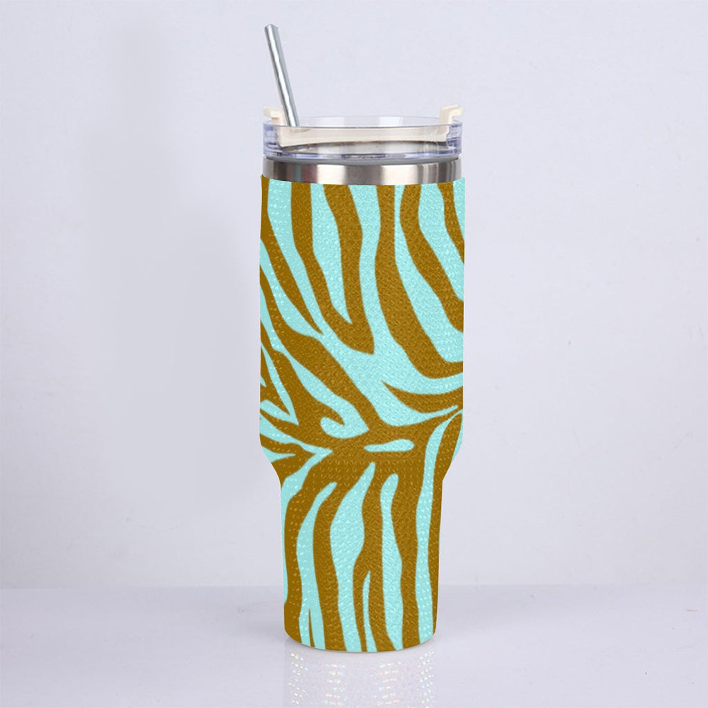 On the Go Turquoise Stripes Bling Stainless Steel Cup