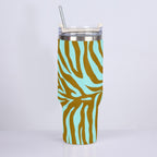 On the Go Turquoise Stripes Bling Stainless Steel Cup