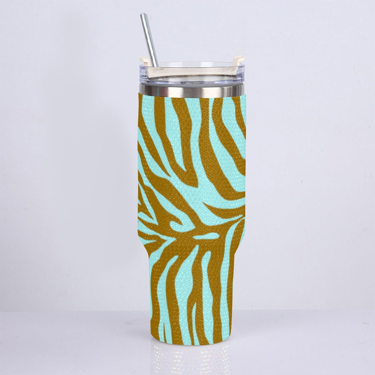 On the Go Turquoise Stripes Bling Stainless Steel Cup