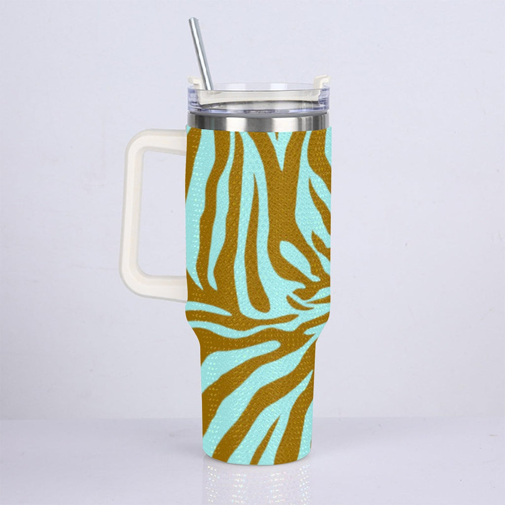 On the Go Turquoise Stripes Bling Stainless Steel Cup