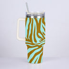 On the Go Turquoise Stripes Bling Stainless Steel Cup