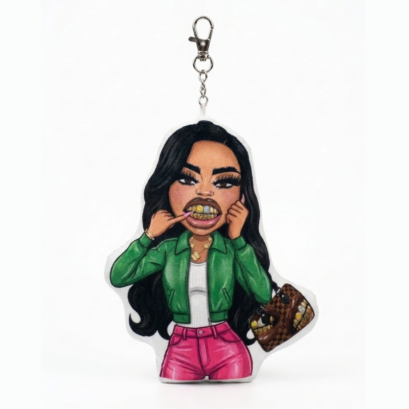 Express Yourself Puffer Keychain- Pink & Green