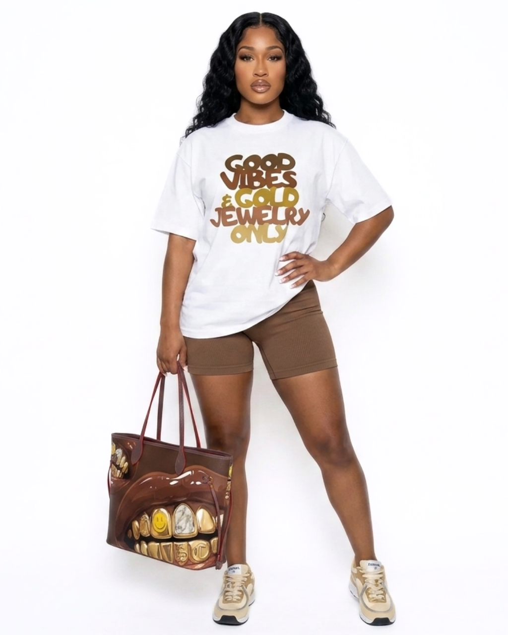Good Vibes and Gold Jewelry Only Boxy Graphic Tee