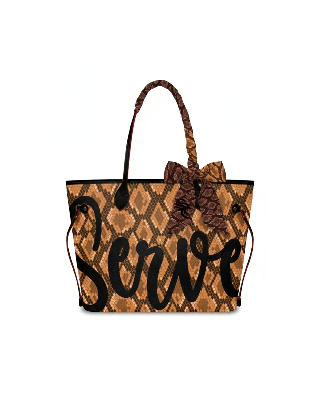 StylCharm Serve Satin Handbag Scarf | Brown & Orange