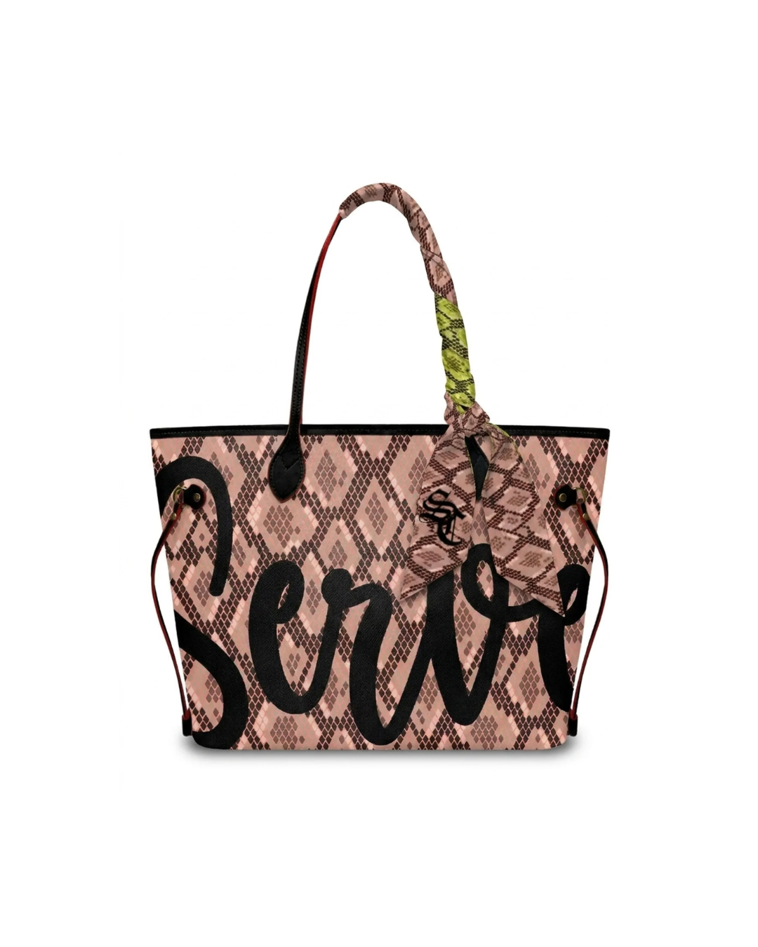 StylCharm Serve Satin Handbag Scarf | Pink & Green