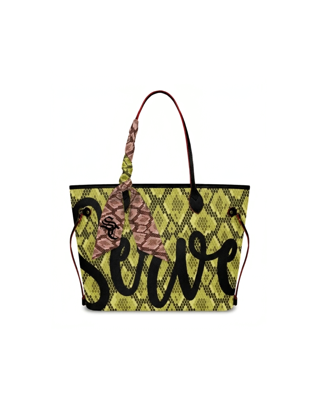StylCharm Serve Satin Handbag Scarf | Pink & Green