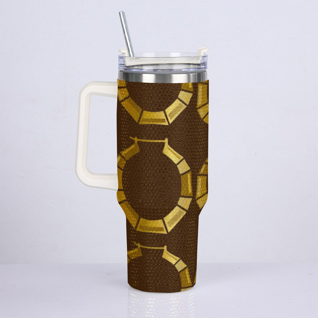 On the Go Rich Brown Bamboo Earrings Bling Stainless Steel Cup