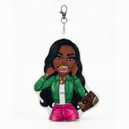 Express Yourself Puffer Keychain- Pink & Green