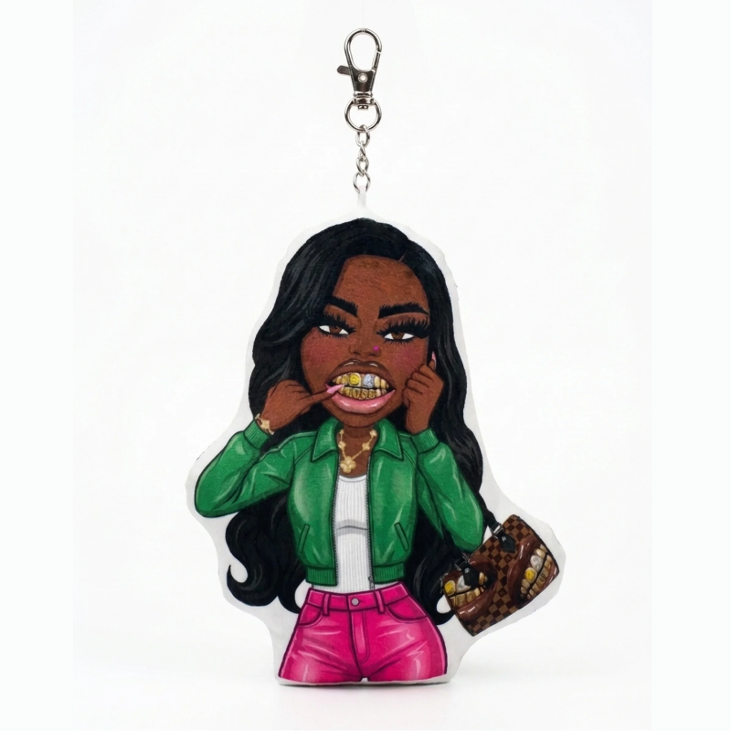 Express Yourself Puffer Keychain- Pink & Green