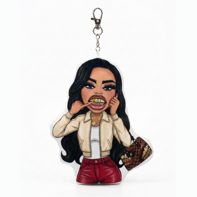 Express Yourself Puffer Keychain- Crimson & Creme