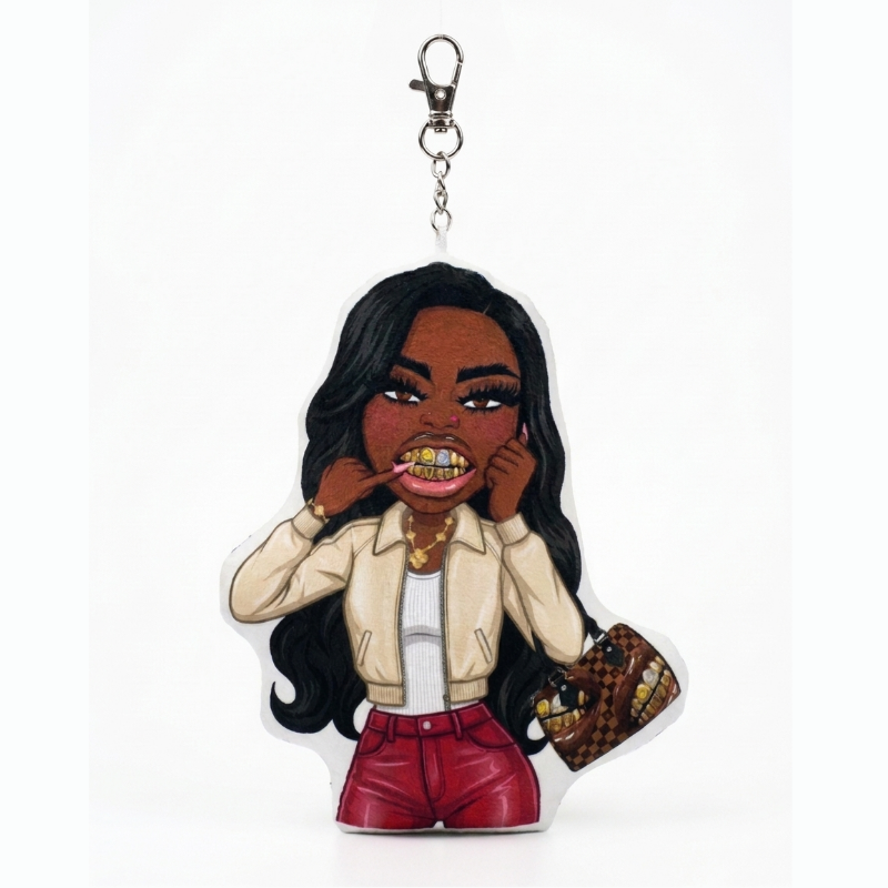 Express Yourself Puffer Keychain- Crimson & Creme