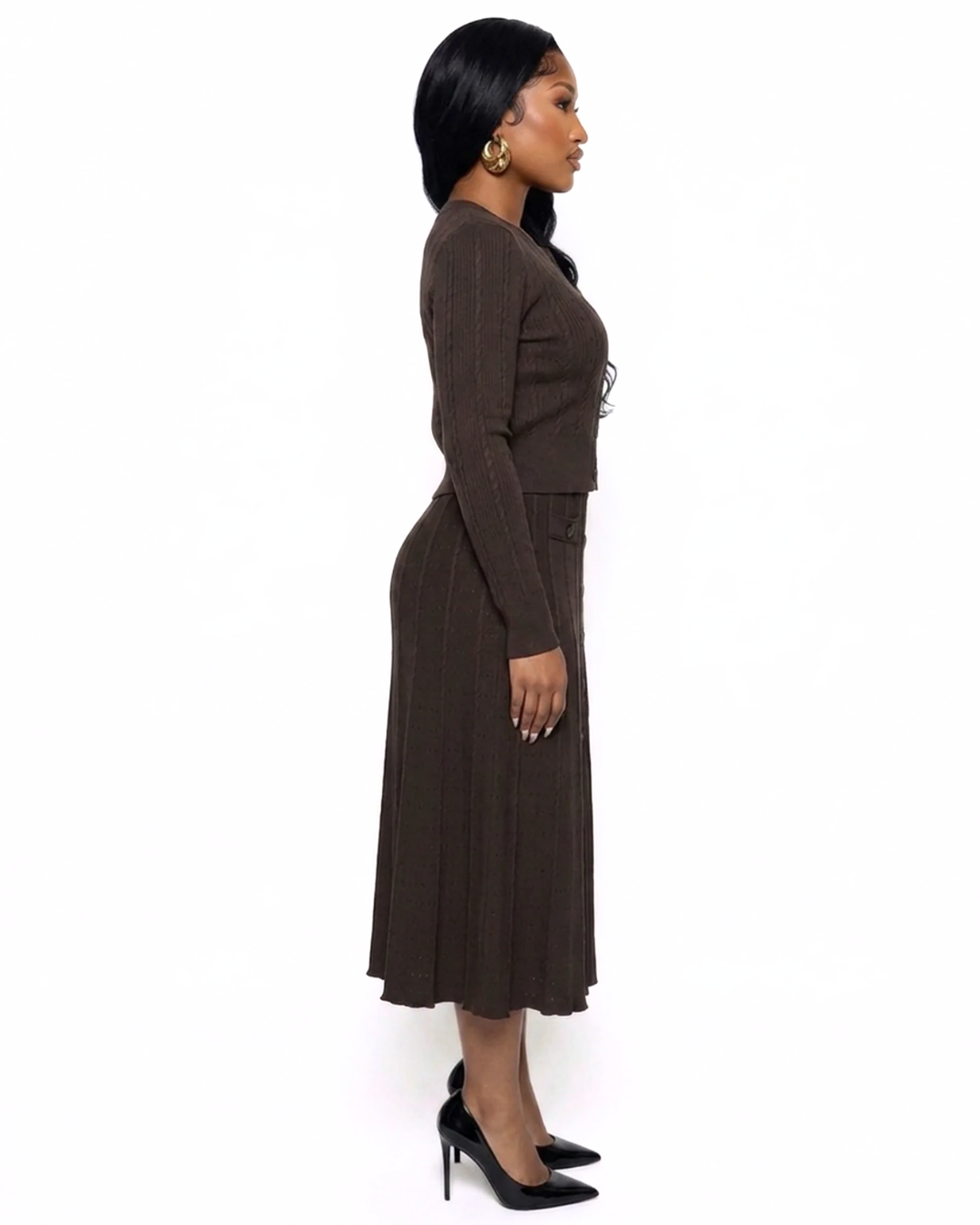 Called to Serve 2 Piece Knit Cardigan and Skirt Set