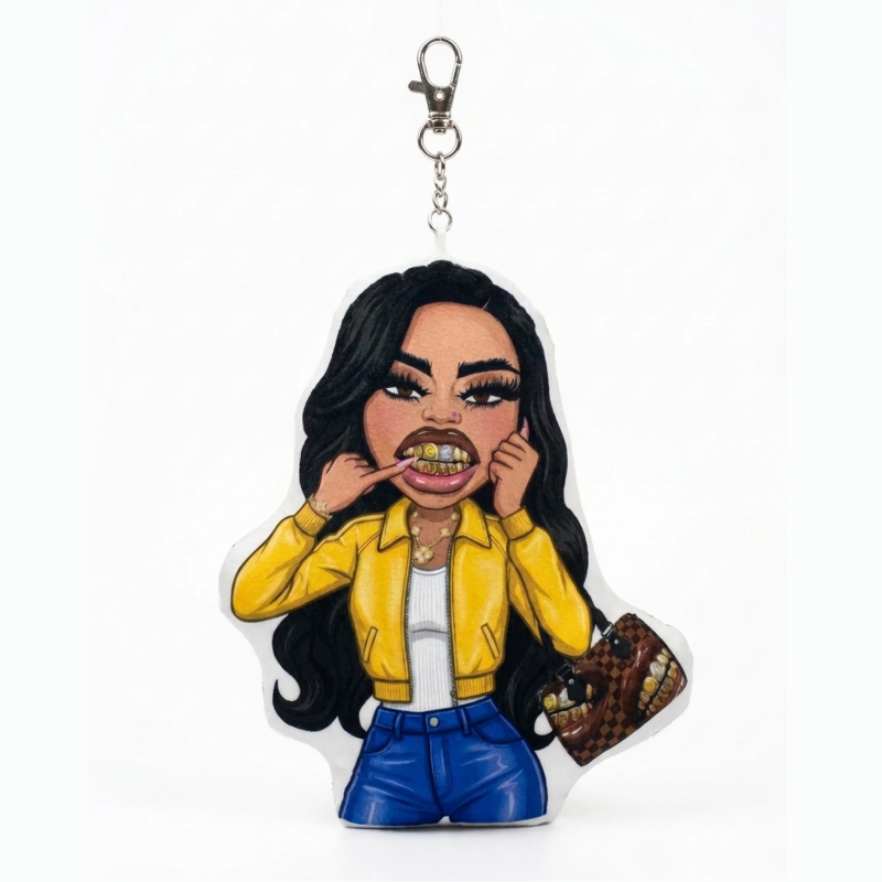 Express Yourself Puffer Keychain- Blue & Yellow