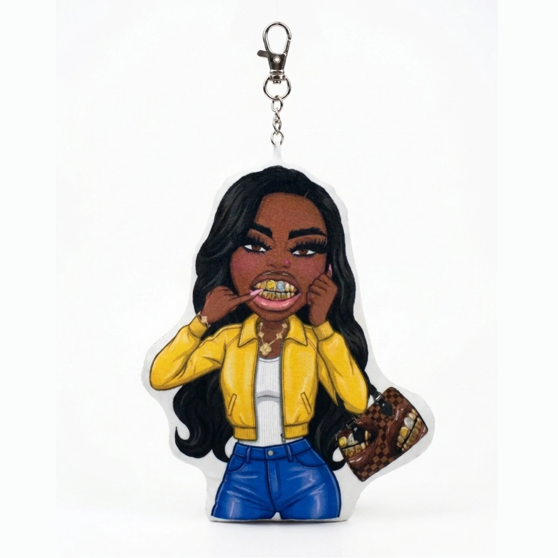 Express Yourself Puffer Keychain- Blue & Yellow