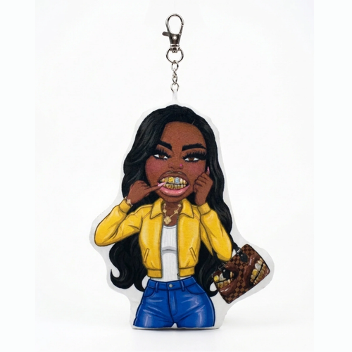 Express Yourself Puffer Keychain- Blue & Yellow