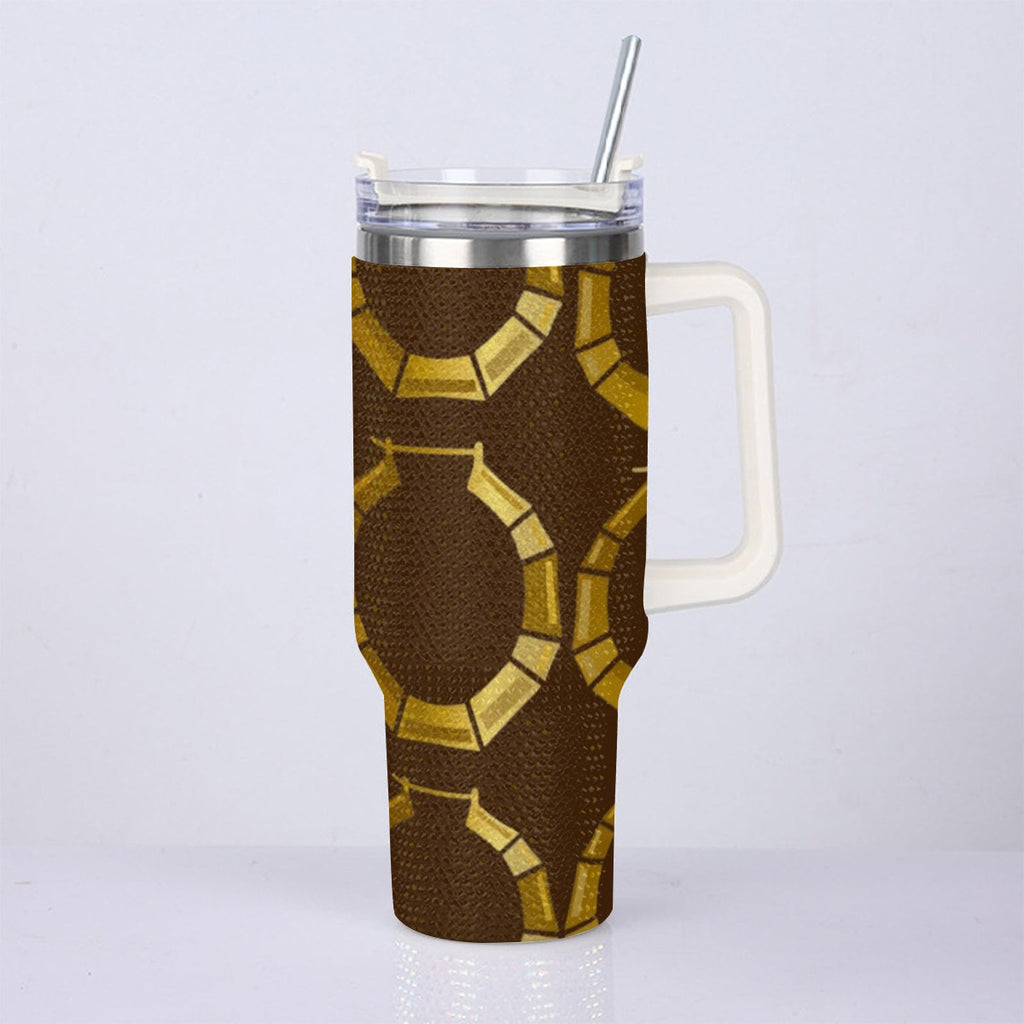 On the Go Rich Brown Bamboo Earrings Bling Stainless Steel Cup