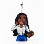 Express Yourself Puffer Keychain- Blue & White