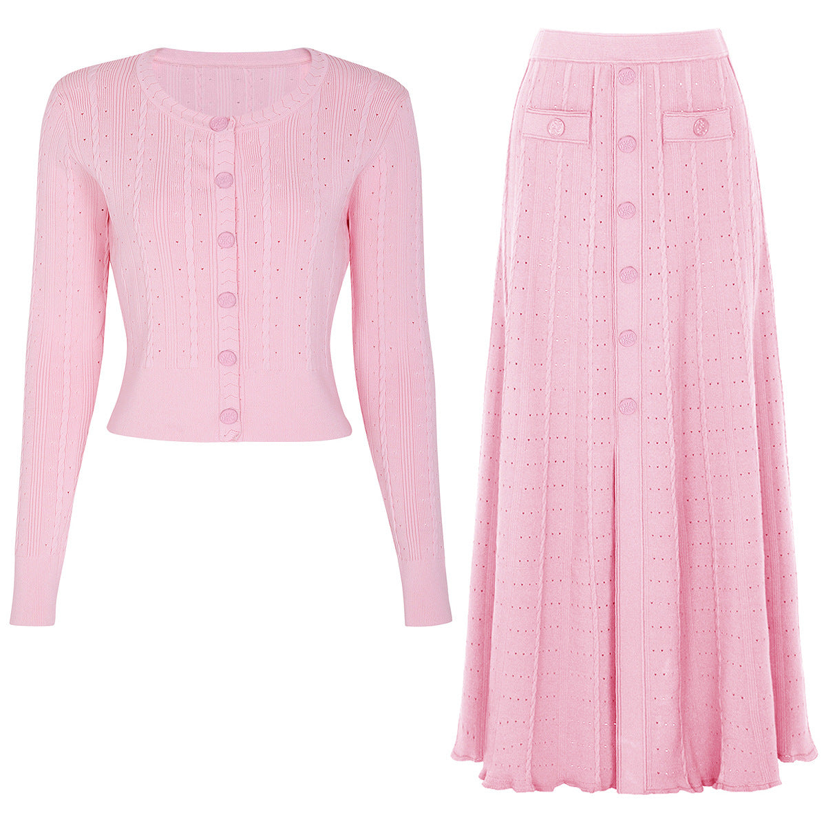 Pink Top Two-Piece Overskirt Suit