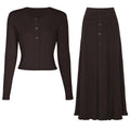 Dark Brown Top Two-Piece Overskirt Suit