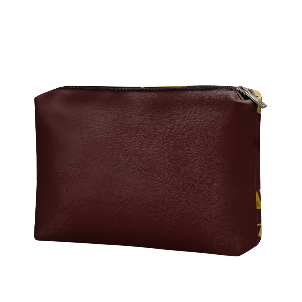 Golden Hoops Brown Makeup Bag