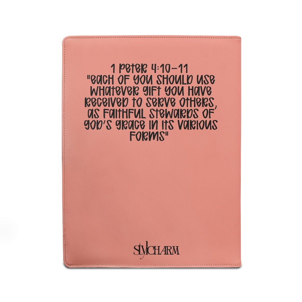 1 Peter 4:10-11 Pink Padfolio