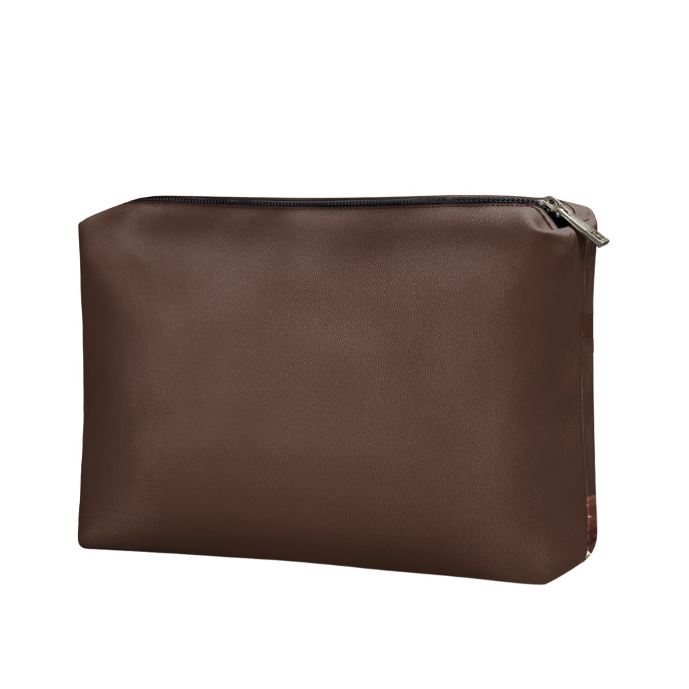 Zipped Leather Makeup Bag